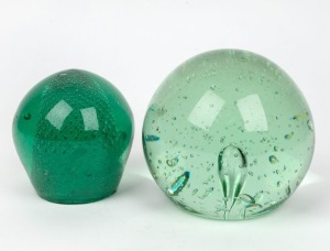 Two antique English glass paperweight dumps, 19th century, the larger 14cm high