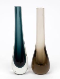 Two art glass stem vases, the larger 19.5cm high