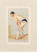 Seven original Vanity Fair chromo-lithographs featuring seven different English cricketers, "Oxford Cricket" (29 June 1889), "Sammy" (6 August 1892), "Bobby" (5 June 1902), "Repton, Oxford & Somerset" (6 August 1903), "Yorkshire" (29 August 1903), "Plum" - 7
