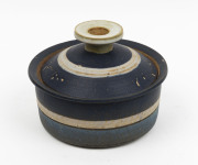 GUS MCLAREN pottery lidded pot, signed "Gus McLaren, 71" 16cm high, 29cm diameter