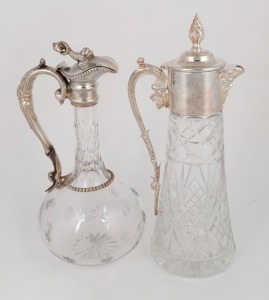 Two vintage silver plated claret jugs, 28cm and 30cm high
