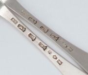 A pair of antique Channel Islands silver dog nose tablespoons, 18th century, 21cm long, 120 grams - 2