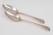 A pair of Georgian sterling silver tablespoons, by Richard Crossley of London, circa 1801, 22cm long, 156 grams total