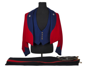 ROYAL AUSTRALIAN CORPS OF TRANSPORT, complete dress uniform comprising of the jacket, vest, trousers and braces; with appropriate buttons and two lapel badges.