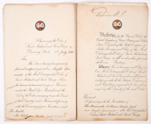 ​​​​​​​TWO DOCUMENTS SIGNED BY QUEEN VICTORIA; three original documents regarding the July 1895 appointment of William Austin Zeal&nbsp; to the Most Distinguished&nbsp;Order of Saint Michael and Saint George, thereby elevating him to the knighthood; the two letters