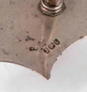 An antique English sterling silver Jersey cream jug with Jersey retailer's stamp, made by W.G. Souther of Birmingham, circa 1898; together with a Georgian sterling silver cruet handle (as is), made in London, circa 1825, (2 items), the jug9cm high, 174 gr - 3
