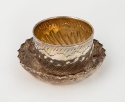 An antique English sterling silver sugar bowl by William Gibson & John Langman of London, circa 1887, (86 grams); together with an antique English sterling silver dish by Goldsmiths & Silversmiths Co. of London, circa 1893, (88 grams), (2 items), the dish