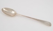 A Georgian sterling silver basting spoon with engraved bird crest, by William Sumner I & Richard Crossley of London, circa 1779, 29.5cm long, 106 grams