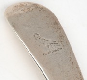A Georgian sterling silver basting spoon with engraved bird crest, by William Sumner I & Richard Crossley of London, circa 1779, 29.5cm long, 106 grams - 2