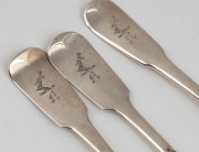 Ten assorted Georgian sterling silver forks in two sizes, all with engraved crests, early 19th century, 20.5cm and 17cm long, 474 grams total - 2