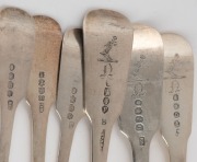 Ten assorted Georgian sterling silver forks in two sizes, all with engraved crests, early 19th century, 20.5cm and 17cm long, 474 grams total - 3