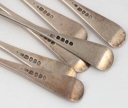 A set of six Georgian sterling silver forks, made in London, circa 1801, ​​​​​​​20cm long, 344 grams total - 2