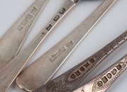 Five Georgian sterling silver berry spoons, comprising two pairs and a single, 18th/19th century, ​​​​​​​the largest 21.5cm long, 302 grams total - 2