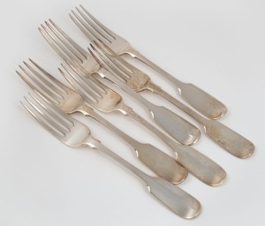 A set of six antique English heavy gauge sterling silver forks by Charles Lias of London, circa 1837, 20cm long, 464 grams total