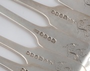 A set of six antique English heavy gauge sterling silver forks by Charles Lias of London, circa 1837, 20cm long, 464 grams total - 2