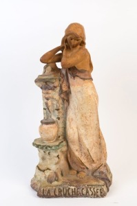 121 · LA CRUCHE CASSEE antique painted chalkware statue, circa 1900, 62cm high