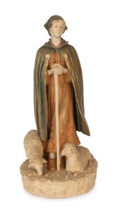 An antique Austrian porcelain statue of a shepherdess, circa 1900, 48cm high