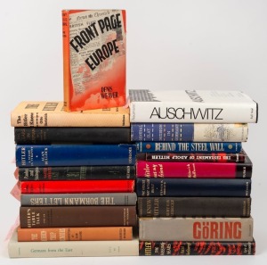 THIRD REICH: A shelf of reference books, biographies, etc., including "Behind the Steel Wall" by Fredborg [London : Harrap & Co., 1st ed., 1944 with d/j]; "Hitler - A Study in Tyranny" by Bullock [London ; Odhams Press, 1952 2nd Imp. with d/j];&nbsp; "Hitler's