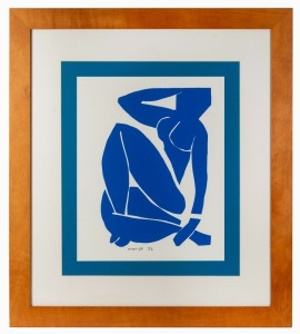 After Henri Matisse "Nu Bleu III' 1952 framed lithograph poster, signed and dated 'H MATISSE 52' in the lower margin, a decorative,&nbsp;modern print.50cm high, 40cm wide, 86cm high, 76cm wide overall.
