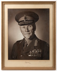 JAN CHRISTIAN SMUTS (1870 - 1950) Second Prime Minister of South Africa (1919 - 1924 and 1939 - 1948) original pen signature to the mount below a formal portrait of him in his Field Marshal uniform, circa 1935 by the photographer Martin Gibbs. Framed, ove