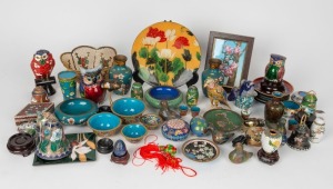 Assorted cloisonne and plique-&agrave;-jour&nbsp;ornaments, vases, dishes, plaques etc., mixed age, condition and origin, (qty)