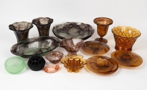 Assorted cloud glass vases, bowls, dishes, flower aids etc., Australian and Italian, 20th century, (qty), the largest 30cm wide