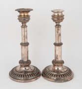 A pair of antique English Sheffield plate candlesticks, 19th century, ​​​​​​​26cm high