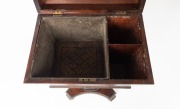 An antique English William IV period sarcophagus form&nbsp;cellarette, handsomely&nbsp;veneered in rosewood with knurled moulding and brass carrying handles to the sides.&nbsp;The tapered pedestal&nbsp;terminating in a quadriform base with brass castors, circa 1840, 74cm hig - 4