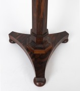 GILLOWS&nbsp;(attributed),&nbsp;fine quality antique English William IV rosewood veneered&nbsp;sarcophagus&nbsp;form teapoy with&nbsp;original&nbsp;fitted interior with four lidded caddys and two mixing bowls. Faceted tapering pedestal terminating&nbsp;in a triform base with bun feet and b - 7