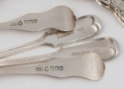 Antique English and Scottish&nbsp;sterling silver teaspoons. Comprising of a set of six fiddle and thread pattern made by Charles Boyton of London, circa 1858; together with five Kings pattern examples marked "W.H.", made in Glasgow, circa 1851, (11 items), th - 2