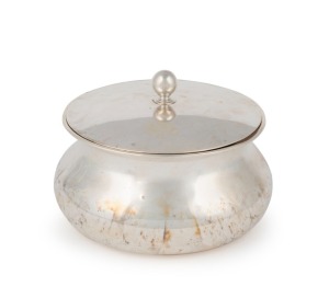 An antique English sterling silver lidded table bowl of&nbsp;ogee&nbsp;form made by John Grinsell & Sons of Birmingham, circa 1903, 11cm high, 16.5cm diameter, 536 grams