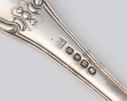 An antique English sterling silver Kings pattern&nbsp;ladle&nbsp;made by William Eley & William Fearn of London, circa 1806; together with three sauce ladles, one made by Walter Tweedie, early 19th century, (4 items), the largest 34cm long, 518 grams total. - 3
