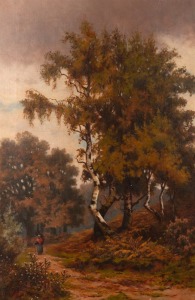 ARTIST UNKNOWN, Autumn, oil on canvas, initialled "JDT" and dated 1890 lower left, in Muller & Co. gilt frame (with original label), ​​​​​​​61 x 41cm; overall 80 x 60cm.