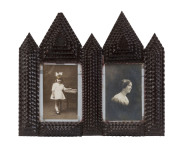 A tramp art&nbsp;diptych picture frame, Australian cedar, late 19th century