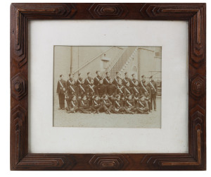 A pair of silver gelatin albumen print of military cadets, late 19th century, housed in Australian cedar tramp art frames, photograph 17 x 23cm, frames 36 x 41cm
