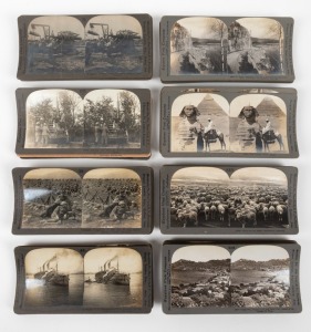KEYSTONE VIEW COMPANY: Eighty early 20th-century stereo cards, with views of Australia, First World War, European cities, United States agriculture, and others. (80 cards)