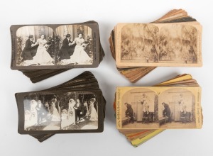 VARIOUS PUBLISHERS: Group of ninety-six stereo cards issued by such publishers as H. C. White, International Stereograph Co., Kilburn, and Strohmeyer & Wyman, mostly featuring social scenes, with some shipping interest. (96 cards)