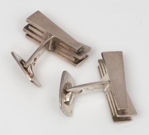 REY URBAN vintage Swedish silver Modernist cufflinks, 20th century, 3cm wide, 25.5 grams total