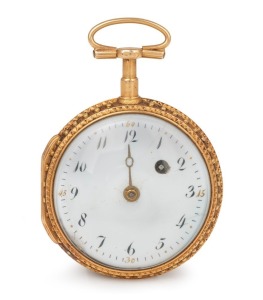 MABILLE PARIS antique French gold cased pocket watch with bullseye glass, enamel dial, Arabic numerals, key wind with fusee&nbsp;and verge escapement, 18th century, 5.5cm diameter including bow, 42.3 grams including movement.