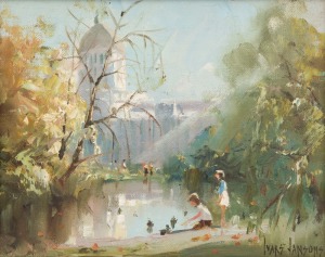 IVARS JANSONS&nbsp;(1939-2017), Melbourne Exhibition Buildings, oil on canvas board, signed lower right "Ivars Jansons", 19 x 24cm, 27 x 32cm overall