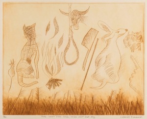 CHARLES BLACKMAN&nbsp;(1928-2018), Fire Won't Stick; Stick Won't Beat Dog, lithograph, 4/20, signed and titled in the lower margin, sheet size 60 x 69cm, 81 x 91cm overall