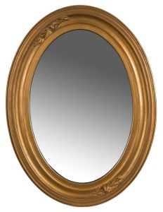 A vintage oval gilt frame mirror with floral decoration, early 20th century,&nbsp; 62cm x 48cm overall