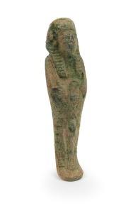 An Egyptian ceramic Ushabti statue, unknown age, 20cm high