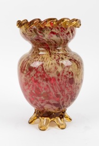 An antique Italian ruby and amber swirling glass vase, 19th century, 26cm high