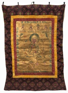 145 · A Tibetan thangka, hand-painted on silk, 19th/20th century, 98 x 68cm