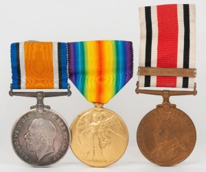 WORLD WAR ONE MEDALS engraved to E.G. LEE - the British War Medal and the Victory Medal together on a clasp. Also, the associated KGV SPECIAL CONSTABULARY LONG SERVICE Medal engraved to WILLIAM LEE and with "THE GREAT WAR 1914-18" bar. (3 items).