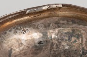 Two antique English Georgian sterling silver wine funnels, both London made, maker's mark rubbed on one with date letter for 1815. The other missing&nbsp;it's rest, marks rubbed, makers mark "A.L." (with star above initials) possibly&nbsp;Aug. Le Sage. the larger 1 - 4