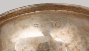 Two antique English Georgian sterling silver wine funnels, both London made, maker's mark rubbed on one with date letter for 1815. The other missing&nbsp;it's rest, marks rubbed, makers mark "A.L." (with star above initials) possibly&nbsp;Aug. Le Sage. the larger 1 - 5