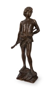 An antique cast bronze statue of a young Hercules, 19th century, 29cm high