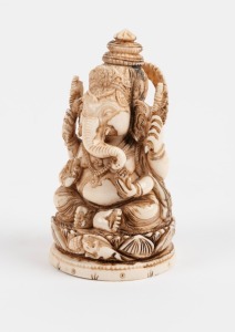 An Indian carved ivory statue of Ganesh, 19th/20th century, 10.5cm high